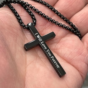 Cross Necklace for Men Custom Engraved Waterproof Simple Cross Necklaces Spiritual Jewelry Father's Day Gifts