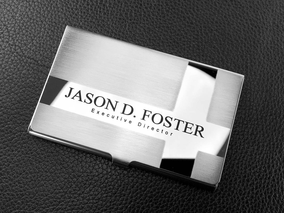 Personalized Business Card Holder Elegant Slim Card Case, Stainless Steel Minimalist Durable