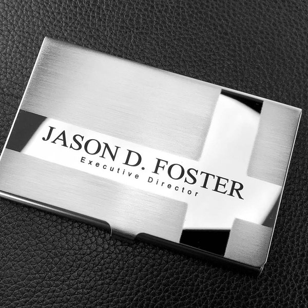 Personalized Business Card Holder Elegant Slim Card Case, Stainless Steel Minimalist Durable Card Holder Engraved Gift for Men or Women,