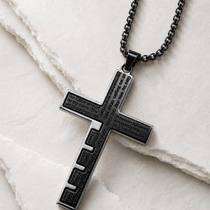 Custom Cross Necklace, Personalized Bible Verse Necklace, Mens Cross Pendant