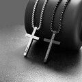 Stainless Steel Cross Pendant Necklace for Men | Engraved Cross | Minimalist Mens Personalized Jewelry