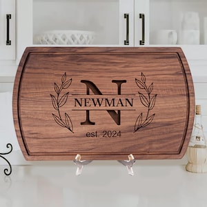 Personalized Reversible Cutting Board Black Walnut Charcuterie Board, Custom Engraved Rustic Cheese Board, Wedding & Housewarming Gift