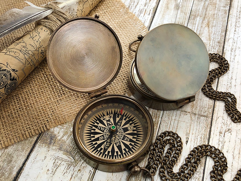 Personalized Brass Compass with Custom Engraving Unique Gift for Men, Wedding Gift for Fiancé, Boyfriend & Girlfriend Gifts image 5