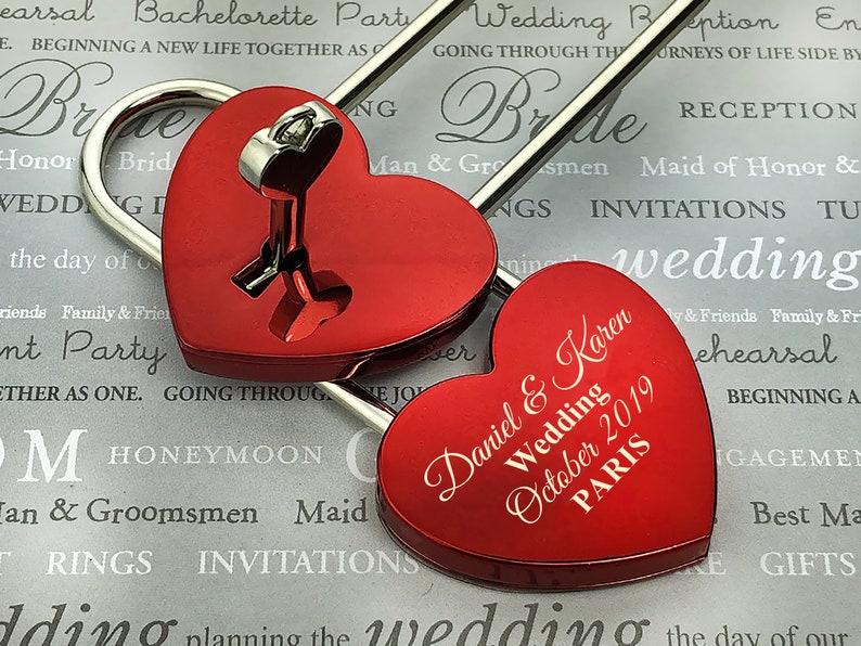 Personalized Love Lock Wedding Gift for Lovers Red Heart Etsy