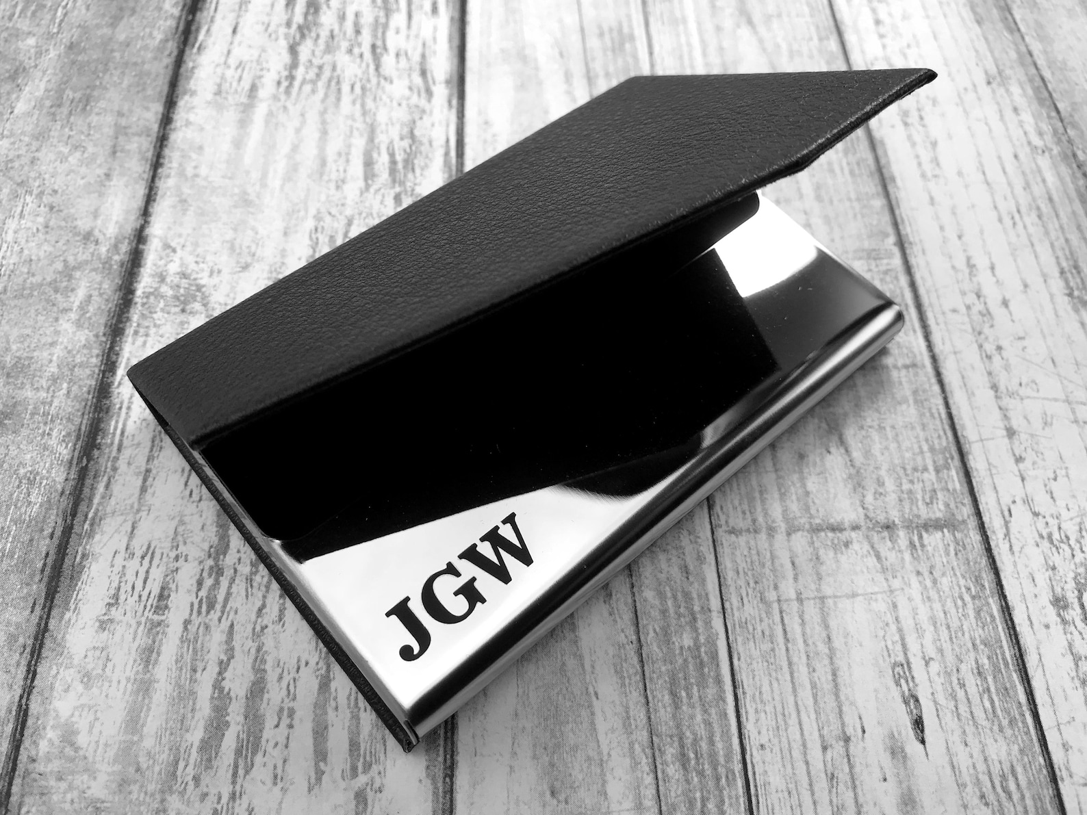 Personalized BUSINESS CARD HOLDER Stainless Steel and Leather Etsy