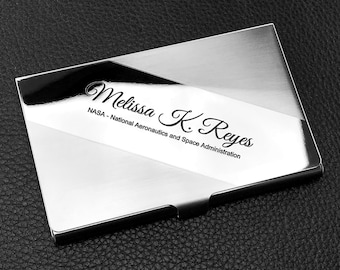 Personalized Business Card Holder, Custom Engraved Stainless Steel Case