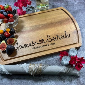 Personalized Wedding Charcuterie Board Custom Cutting Cheese Board for Couple, Engraved Serving Tray, Housewarming or Bridal Shower Board