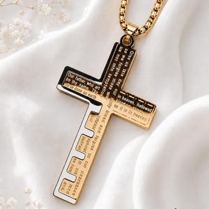 Bible Verse Cross Necklace Custom Engraved Scripture Necklace, Christian Gift for Him