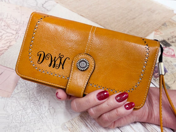 Zip Leather Wallet for Women Personalized Leather Coin Purse 