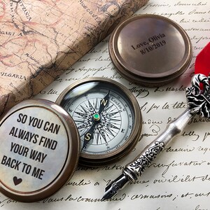 Personalized Compass Baptism Gift for Grandson, Engraved Compass Anniversary Gifts, Unique Confirmation Gift, Holy Communion Brass Compass
