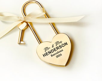 Gold Love Lock Personalized Large Padlock Valentines Day Gift for Boyfriend Husband Valentine Gift, Romantic Gift Paris Love Locks Bridge