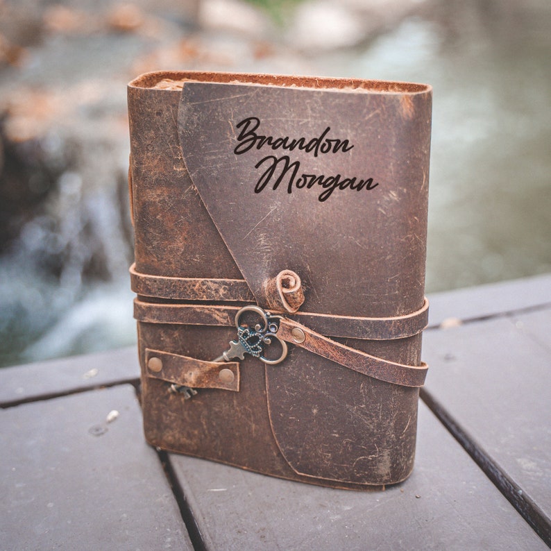 Personalized Engagement Gifts for Groom From Bride Monogram Leather Notebook