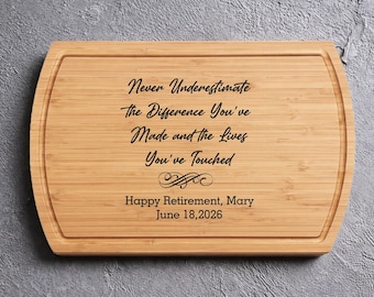 Personalized Retirement Charcuterie Cheeseboard, Engraved Cutting Board Gift for Coworker or Teacher