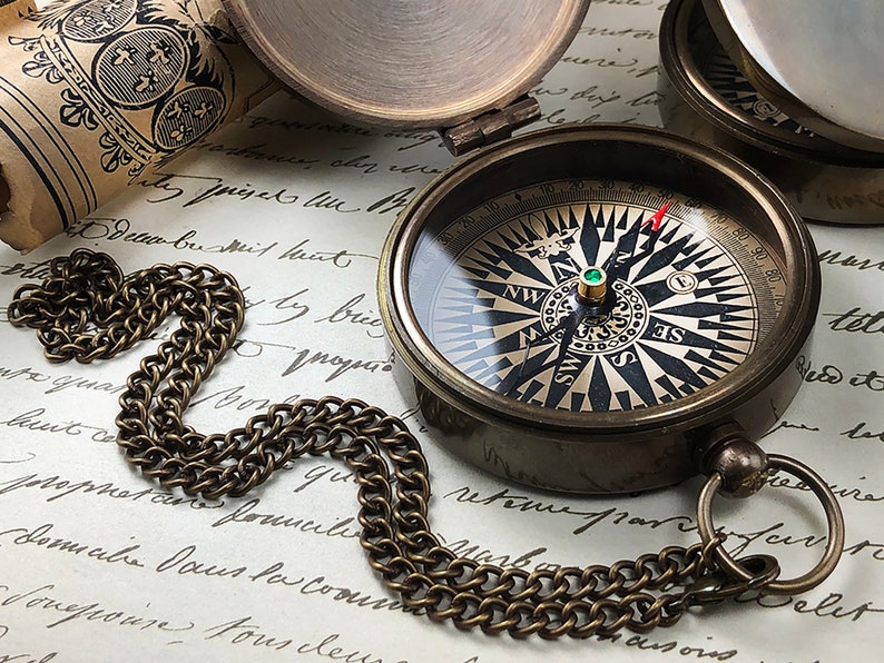 Personalized Brass Compass with Custom Engraving Unique Gift for Men, Wedding Gift for Fiancé, Boyfriend & Girlfriend Gifts image 4