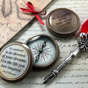 Custom Engraved Working Brass Compass Gift for Groom Anniversary Gift for Couple Personalized Compass Unique Wedding Gift, Anniversary Gift