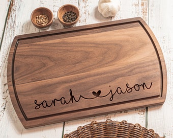 Personalized Walnut Wood Cutting Board, Gift For Couples, Anniversary, Engagement or Wedding Gift For Newlywed, Bridal Shower & Housewarming