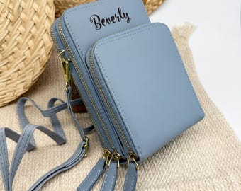 Custom Travel iPhone Holder Personalized Crossbody Wallet Gift for Her