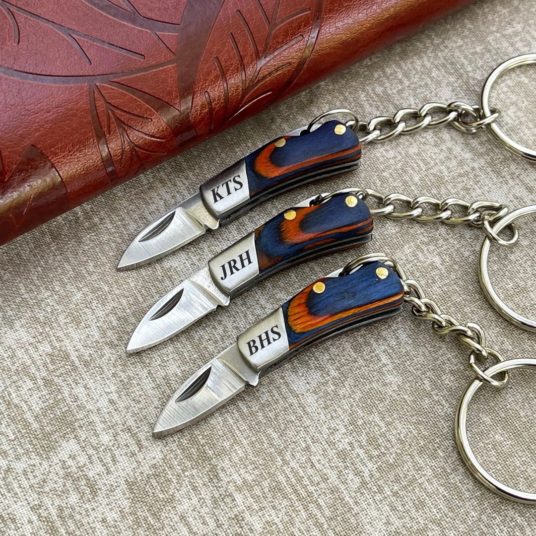 Personalized Mini Pocket Knife Keychain Engraved Custom Etsy