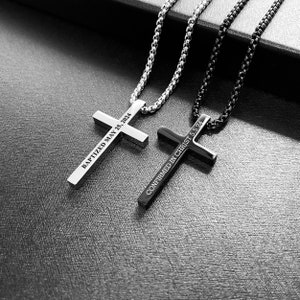 Black Cross Necklace Personalized Cross for Men, Silver, Gold Cross Necklace Unique Gift for Boyfriend Gift, Religious Fine Jewelry for Him