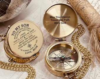 Personalized Compass Custom Engraved Compass Anniversary Gifts for Men, Gift for Dad's Birthday