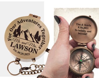 Adventure Together, Personalized Compass, Custom Engraved Anniversary Gift - Compass, Wedding Gift for Groom, Compass for My Husband or Wife