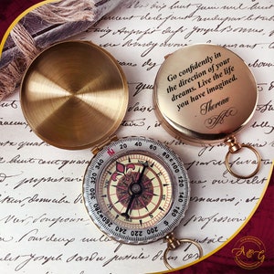 Personalized Compass Custom Engraved Compass Boy Scout Gift for Son, Personalized Working Compass, Custom Anniversary Gifts for Him
