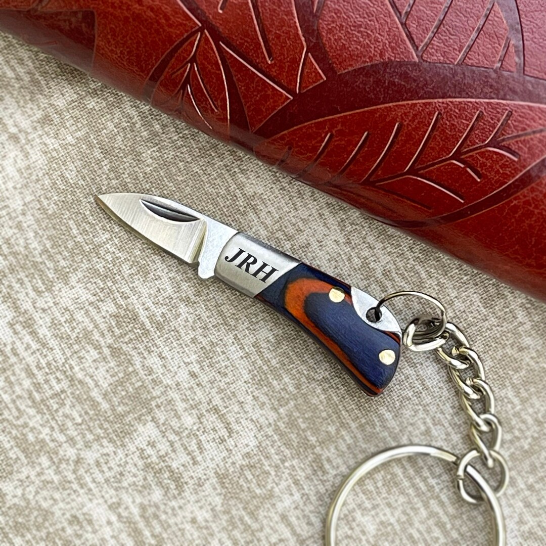 Custom Engraved Folding Mini Sharp Knife Keychain, New Car Lucky Charm ...