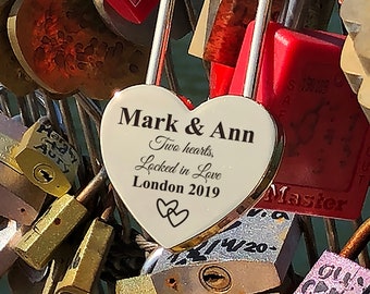 Gepersonaliseerd Love Lock-cadeau voor stellen, op maat gegraveerd gouden hangslot, jubileum en Valentijnsdag