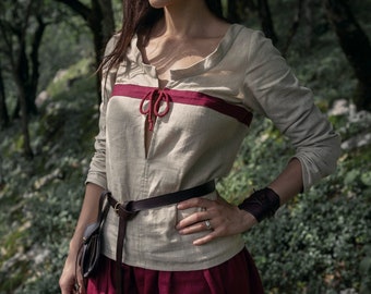 Medieval Fantasy Linen Tunic, The Witcher, Ciri inspired, LARP, Medieval Costume, Norse, Linen Shirt