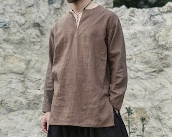 Medieval Linen Tunic, Men Medieval Costume, LARP, Norse, Reenactment, Linen Shirt