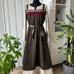 Woolen Viking Apron Dress Smokkr – Wool, Dark Green, Hedeby, Straps, Pinafore, Slavic, Early Medieval, Haithabu, Historical, Costume, Birka