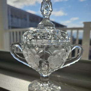 American Brilliant Glass 1930&#39;s Sugar Bowl, Lead Crystal 24% Hand Cut Sugar Bowl, made in Germany