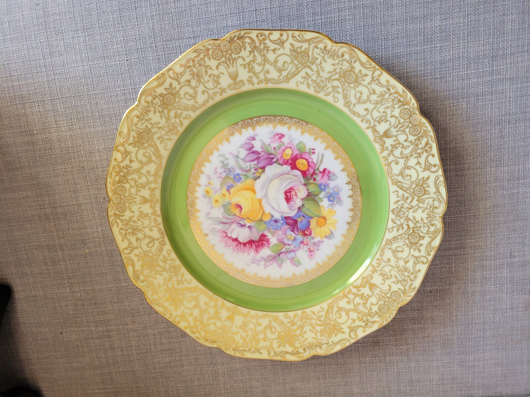 Vintage Collectible Bohemia Plate Made in Czechoslovakia for Macys Floral Decorative Plate