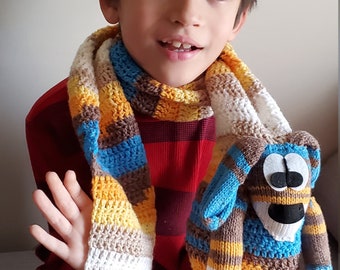 Hand Crocheted Dog Scarf, Knit Acrylic Animal Scarf