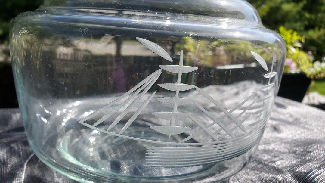 Glass Decanter Nautical Decanter Etched Ship Glass Decanter Etsy