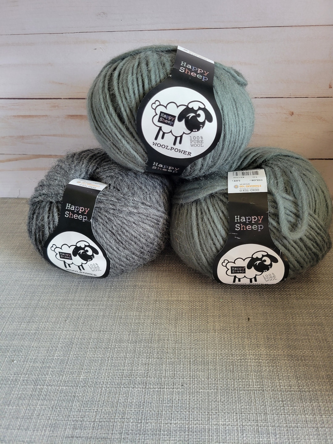 その他 Gray Sheep COLOR Happy Sheep 100% Pure Wool Yarn, Greenish Gray & Heather Gray, 3