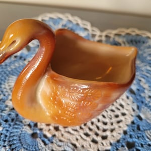 Fenton Glass Swan,  Fenton Chocolate Glass Swan, Glass Swan Swan Planter