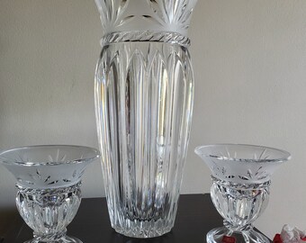Bougeoirs coniques vintage en cristal d'Arques, 24 % plomb, cristal d'Arques, modèle Monceaux à la retraite, fabriqué en France, avec boîte d'origine - France