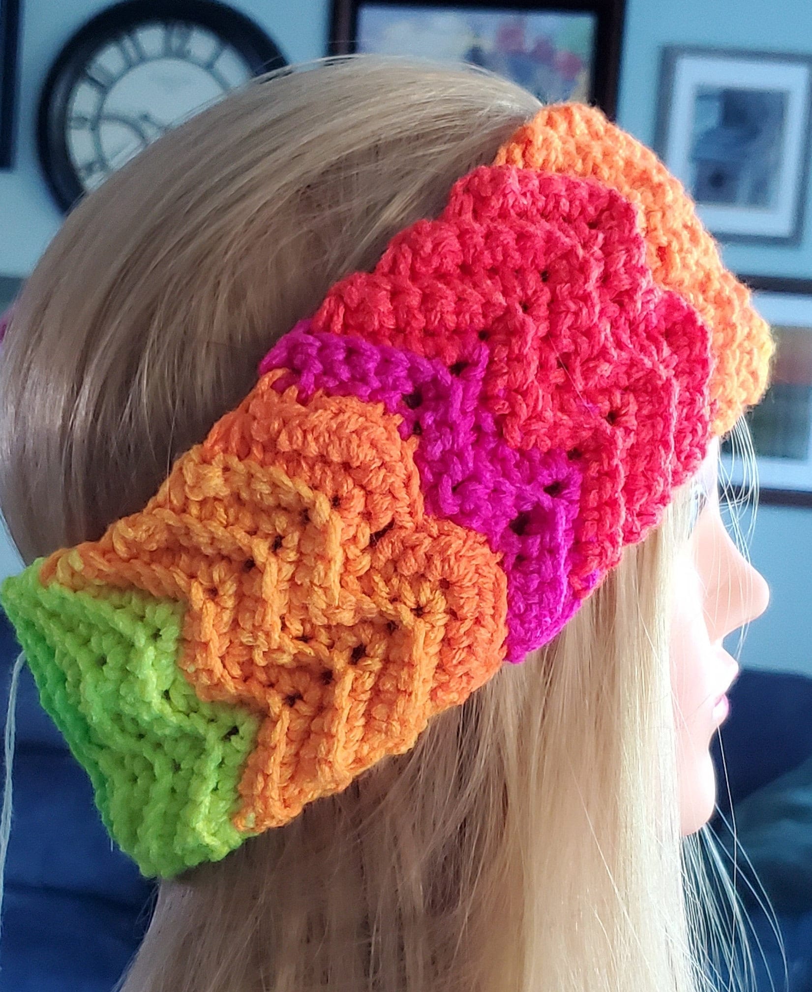 Handmade Neon Crocheted Headband, Unisex Ear Warmer - Etsy display picture 2