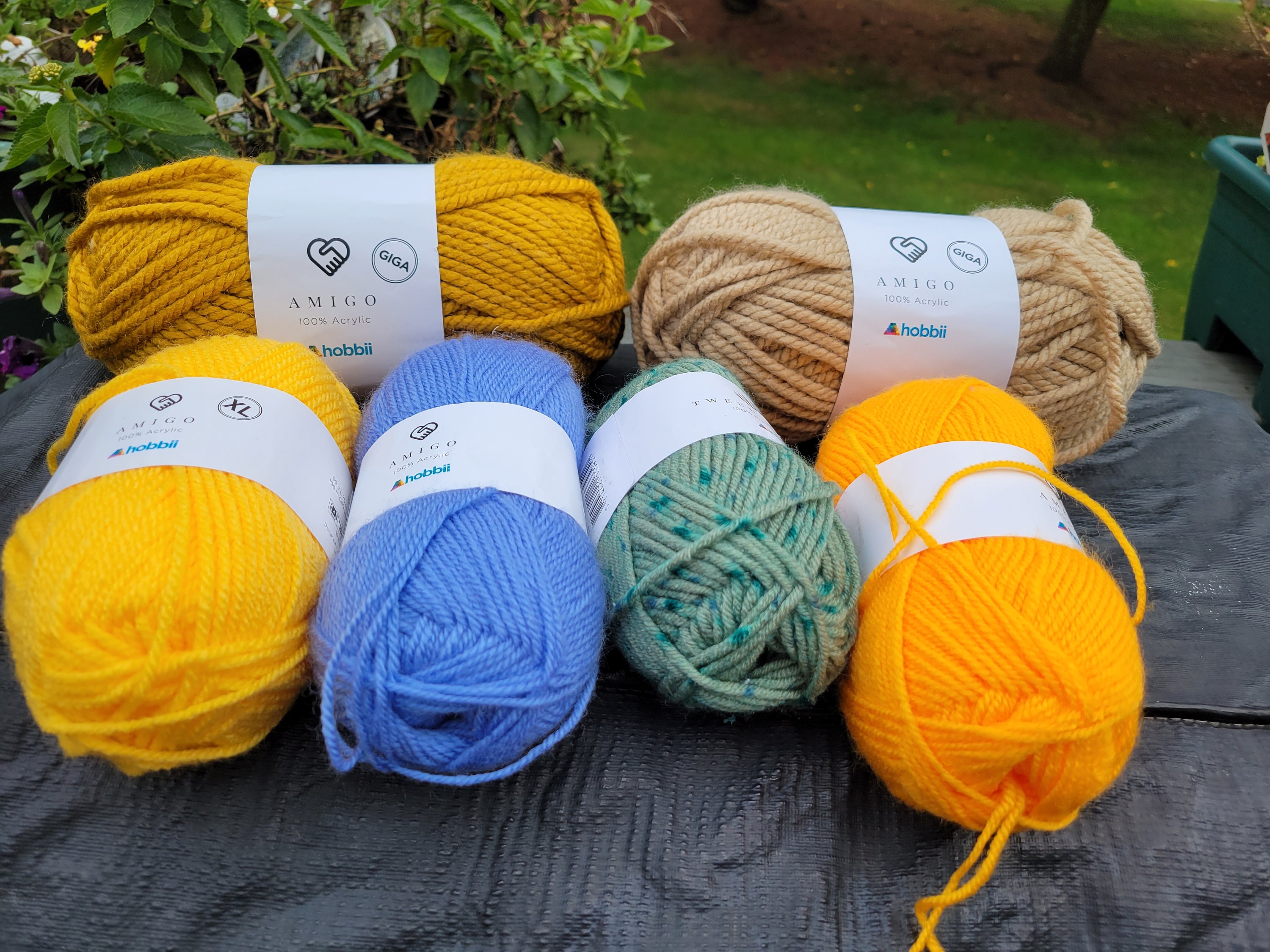 Hobbi Amigo yarn, various colors and weights, Lot of 6 Hobbi 