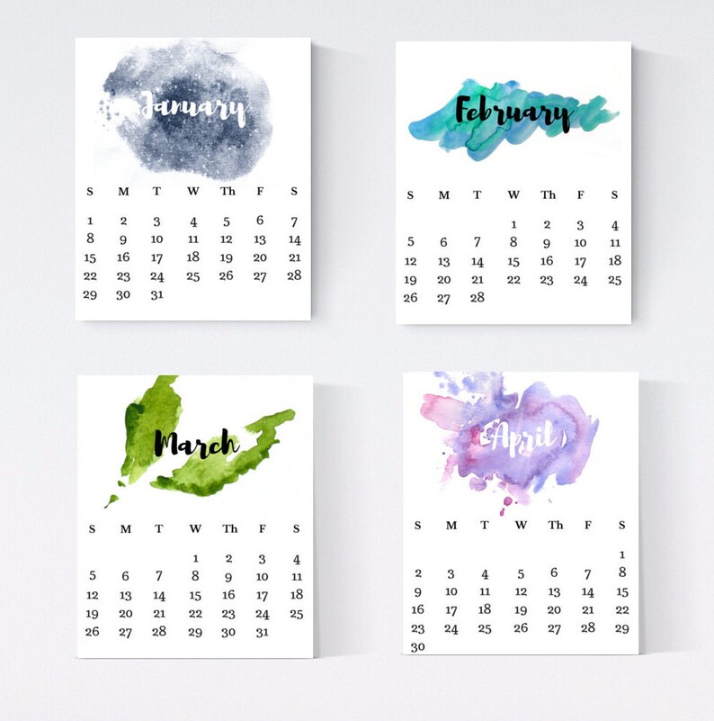 Printable 2021 Calendar - Watercolor Calendar 8x10 - 12 Month Calendar ...