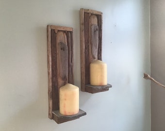 Driftwood Candle Sconce Pair