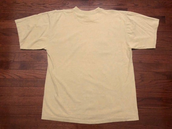 XL 1994 American Flag patchwork print T shirt tan… - image 4