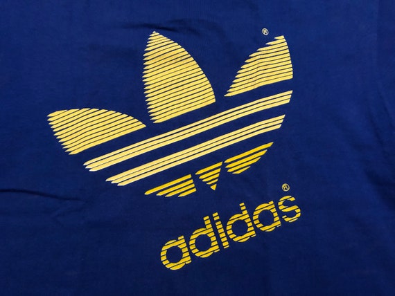 Large 80's Adidas T Blue Yellow Trefoil - Etsy Canada
