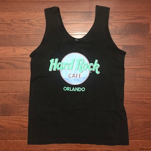 Medium 80&#39;s Hard Rock Cafe Orlando tank top T shirt men&#39;s black green purple pink vintage 1980&#39;s restaurant bar FL Florida E
