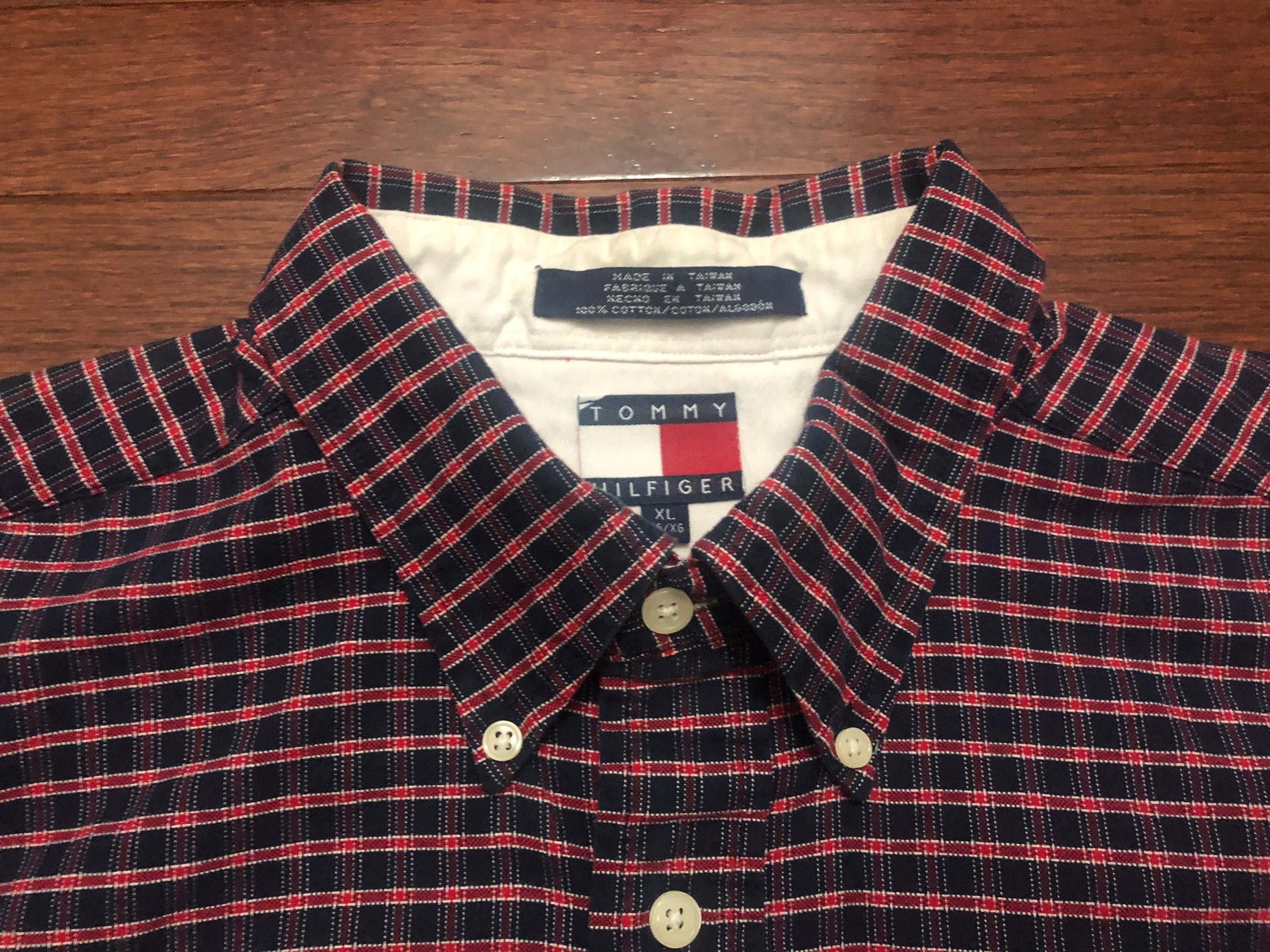 XL 90's Tommy Hilfiger Button Down Shirt Men's Navy - Etsy