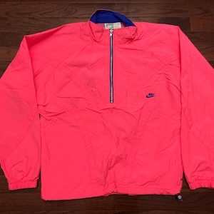 Medium 80&#39;s Nike swishy track jacket men&#39;s pink blue vintage 1980&#39;s lightweight sportswear E