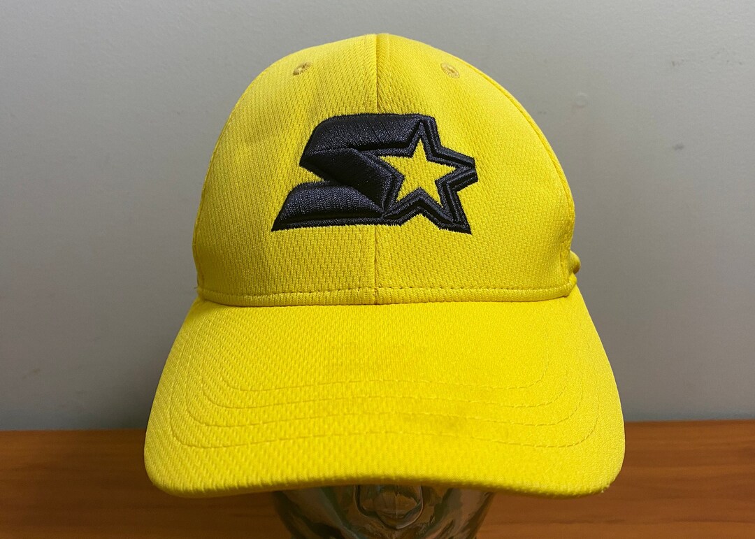 90's Starter Baseball Cap Hat Vintage 1990's Yellow Dark Blue One Size Flex Fit Etsy