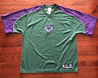 NEW 2XL 2000 Milwaukee Bucks men's basketball shooting jersey shirt vintage Reebok NBA green purple XXL nwt