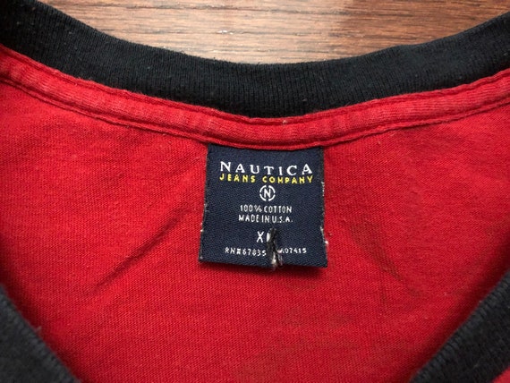 XL 90's Nautica Jeans Company T shirt men's red b… - image 4